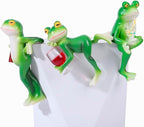 3 PCS Tipsy Frog Statues Pot Hugger Decorations for Plant, Miniature Frog Garden Decor Outdoor Women Gifts Frog Figurines Plant Hangers Decor for Flower,Yard,Lawn Ornament