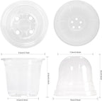 MIXC Clear Plant Nursery Pots with Humidity Dome 4" Soft Transparent Plastic Gardening Pot Planting Containers Cups Planter Small Starter Seed Starting Trays for Seedling with 10pcs Plant Labels
