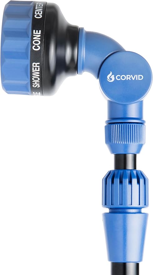 3-Pack with Corvid Adjustable Thumb Control Garden Watering Wand, 19-24 Inch Telescoping Hose Nozzle 8 Spray Patterns, Heavy-Duty Zinc & Aluminum for Precise Watering and Cleaning