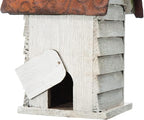Glitzhome Bird Houses for Outside, 12" H Washed White Distressed Solid Wood Cottage Bird Nesting Box Hanging Bird House for Outdoors, Decorative Birdhouse for Bluebird Wren Sparrow Finch Cardinal
