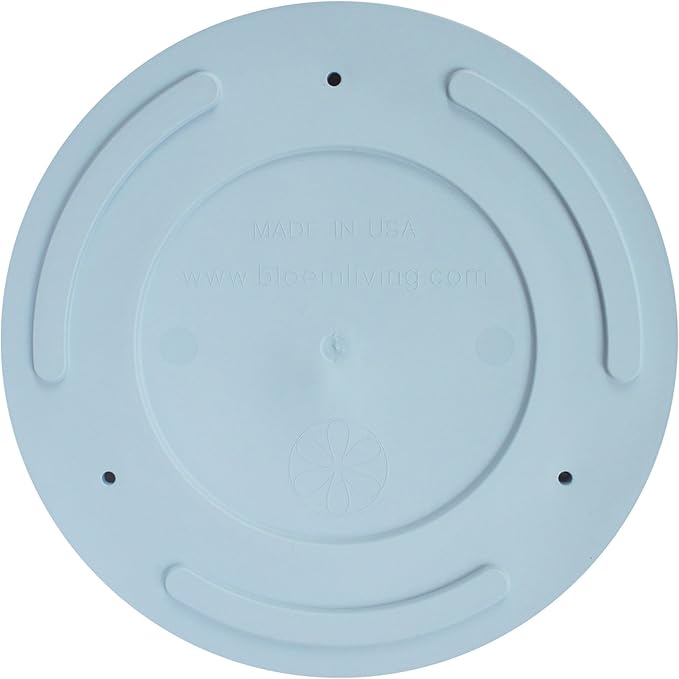 Bloem Mathers 12" Misty Blue Round Modern Resin Garden Planter Pot with Drainage Holes and Removable Saucer Tray Included