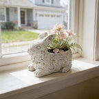 Vintage Cement Animal Planter Pots,Cement Succulent Planter,Indoor & Outdoor Garden Decor Rustic Shabby Flower Plants for Home,Patio,Balcony(Rabbit)