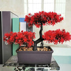 Bonsai Tree, Artificial Plants, Artificial Bonsai Tree Juniper Faux Plants, Indoor Small Fake Plants Decor for Home Bedroom Office Desk Farmhouse Decor(Color:Red)