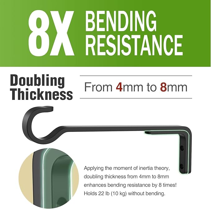 Saffruff 8 Inch 2 Pack Black Heavy Duty Outdoor Plant Hangers, Iron Hanging Plant Brackets for Hanging Plants Outside, Metal Plant Hooks Plant Wall Hooks for Hanging Lantern, Bird Feeder