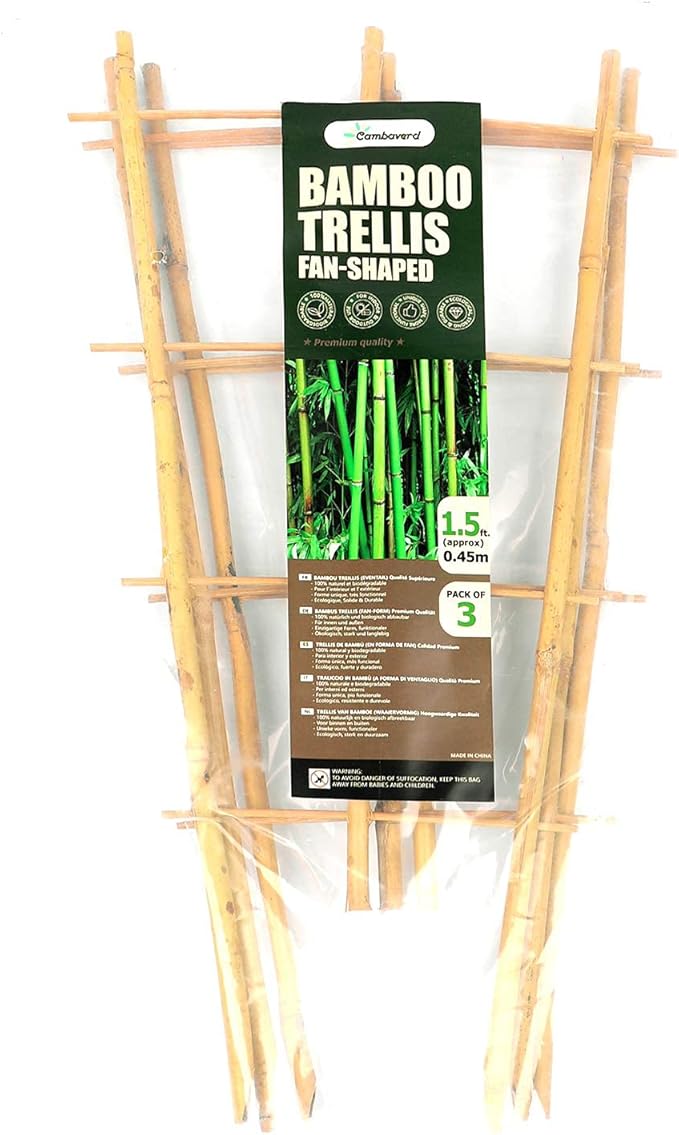 Cambaverd Trellis for Climbing Plants Indoor Outdoor, Natural Bamboo Trellis 24 Inch, 3 Pack Garden Trellis for Potted Plants, Ivy, Monstera, Houseplants