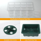 ondware 10-Pack Seed Starter Trays with Humidity Domes, 120 Cells, Seed Starter Kit for Indoor Greenhouse, Seedling Starter Tray for Seeds Growing Starting
