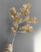 PASYOU Artificial Plants for Christmas Decor, Gold Fake Bamboo Plastic Grass Shrubs Leaves Indoor Outdoor Home Garden Party Hotel Verandah Wedding Event Faux DIY Decoration - 30 Inch Golden 2 Bunches