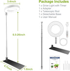Kullsinss Grow Lights for Indoor Plants, Full Spectrum Halo Growing lamp with Detachable Base, Height Adjustable, 3 Colors, 10 Dimming, Automatic Timer, Plant Light for Succulents Small Plants