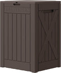 Greesum 52 Gallon Large Outdoor Package Delivery Box for Porch, Lockable Secure Double-Wall Resin Storage Box, Waterproof Deck Box for Package Protection, Brown