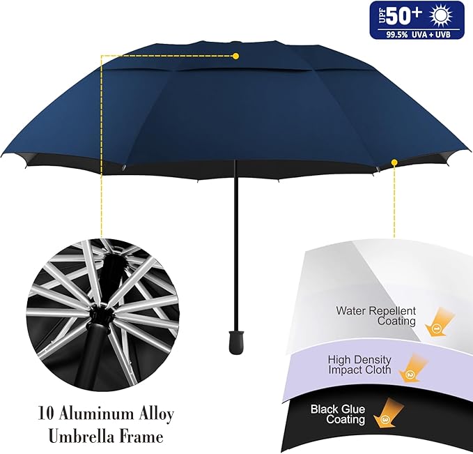 Patio Umbrellas UPF 50+ 360 ° Adjustable Shade Umbrella,Beach Umbrella with Universal Clamp,Beach Clamp on Umbrella,suitable for Patio,beach chairs,golf carts, wheelchairs,carts,bleachers,camping and fishing