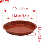 6pcs Terracotta Plastic Plant Saucers (6 inch) - Heavy Duty Indoor Plant Trays for Pots with Water Drainage, Drip Catcher & Decor (Set of 6 Round Saucers)