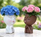 Face Planters Pots Head Planter, Air Plant Holder, Funny Plant Pots, Cute Small Succulent Flower Pot with Drainage for Indoor/Outdoor Plants, Home Garden Gift for Plant Lover, Unique Vase Art Decor 7"