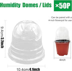 RooTrimmer 50 Pack Clear Plant Pot Domes, Transparent Seedling Domes Compatible with 4 Inch Seed Starter Pots for Indoor Outdoor Gardening(50Pcs, Clear)