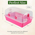 Premium Mushroom Monotub Grow Kit [XLarge, 68Q] Portable and Compact Fruiting Chamber with Plugs, Filters and Adjustable Air Vents, 22.8 x 15.7” x 12”, Pink