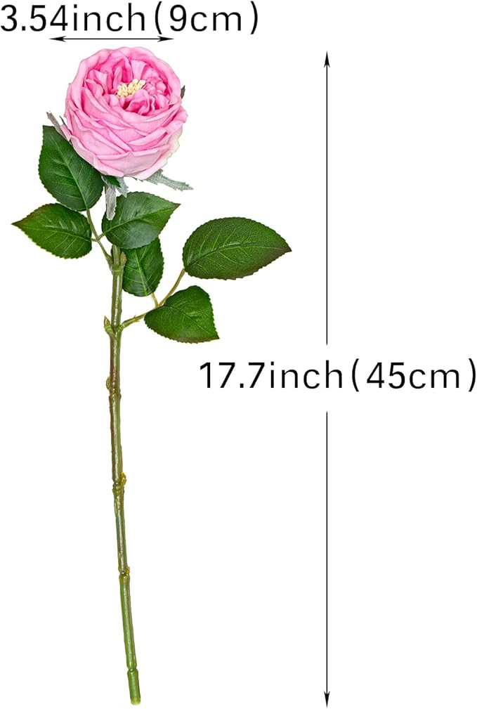 DUYONE Fake Flowers for Decoration Home Decor Artificial Flowers Austin Rose Peony Latex Fake Flower Living Room Decoration Vivid Pink Roses Peonies (Pink 4pcs)