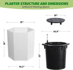 16in Plant Pots Set of 2, Self Watering Planters for Indoor Plants with Water Level Monitoring, Water Outlet for Garden Flower Pot, Patio, Balcony, Lounge, Front Porch Decor
