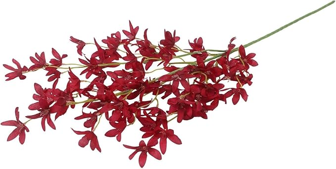 Artificial Orchid Flower Single Branch Dancing Oncidium Silk Material Lifelike Arrangement 74CM Tall For Wedding Home Office Living Room Decor(burgundy)