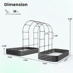 KING BIRD Raised Garden Bed with Arched Trellis Galvanized Planter Garden Box Outdoor for Gardening, Climbing Vegetables, Flowers 2PCS 7.87x3.94x0.98 Ft, Dark Grey