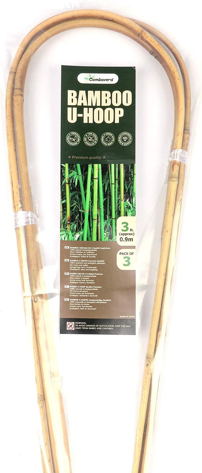 Cambaverd Natural Bamboo Trellis for Climbing Plants Indoor Outdoor, 3 Feet Garden Arch Trellis for Potted Plants, 3 Pack Large Plant Trellises