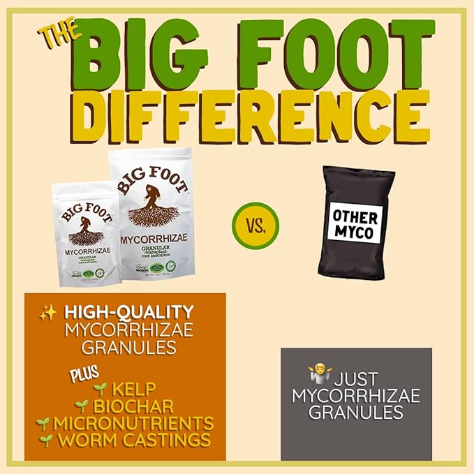 Big Foot Mycorrhizae - Double Your Plant Size, Easy to Use, Made in USA, Treats 30 Plants (7,500 Mycorrhizal Spores) Fertilizer, 4 Ounce Package