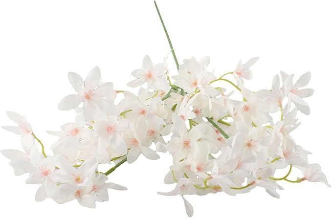 Artificial Orchid Flower Single Branch Dancing Oncidium Silk Material Lifelike Arrangement 74CM Tall For Wedding Home Office Living Room Decor(White)