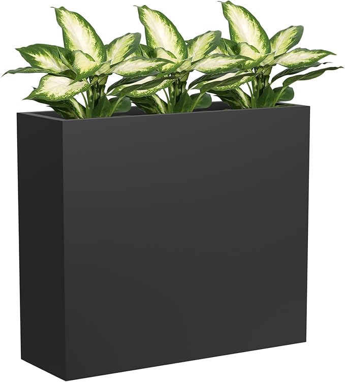 Metal Tall Planter 30" L x 10" W x 26" H, Long Rectangular Planter Box with Drainage Holes & Removable Shelf – Heavy Duty Steel Planter for Tall Plants, Flowers or Shrubs