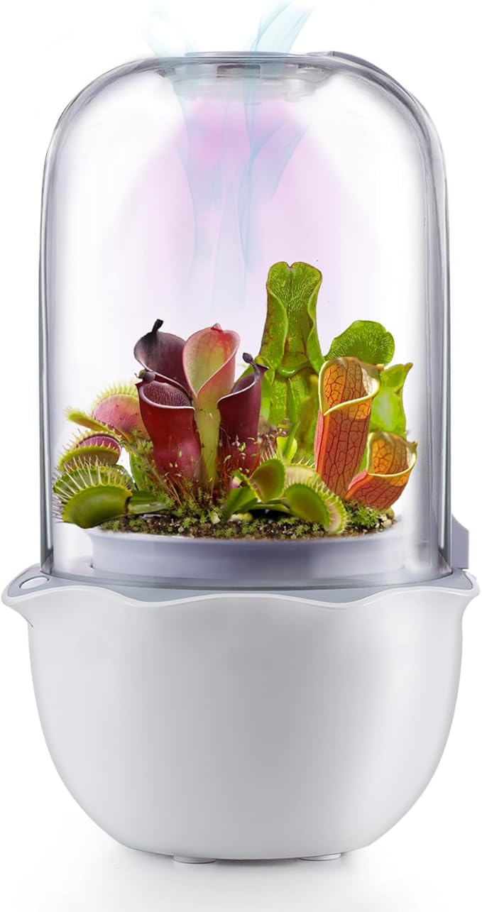 Venus Fly Trap Terrarium Pot with Timer Grow Light&Fan,Plant Terrarium kit for Moss&Cactus,Smart Planter for Carnivorous Plants&Butterwort,Mother's Day Birthday Gifts for Women Garden Lover(no Plant)