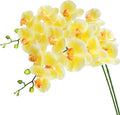 Htmeing 38 Inch Artificial Phalaenopsis Flowers Branches Real Touch (Not Silk) Orchids Flowers for Home Office Wedding Decoration,Pack of 2 (Light Yellow)