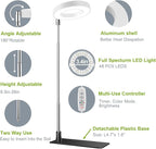 Kullsinss Grow Lights for Indoor Plants, Full Spectrum Halo Growing lamp with Detachable Base, Height Adjustable, 3 Colors, 10 Dimming, Automatic Timer, Plant Light for Succulents Small Plants