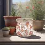 Vintage Ceramic Planter, Vintage Planter Pot with Floral Edges, Ice Crack Flower Pot with Drainge Hole Decorative Planter for Indoor and Outdoor Tuscan Decor Vase Gardening Gift