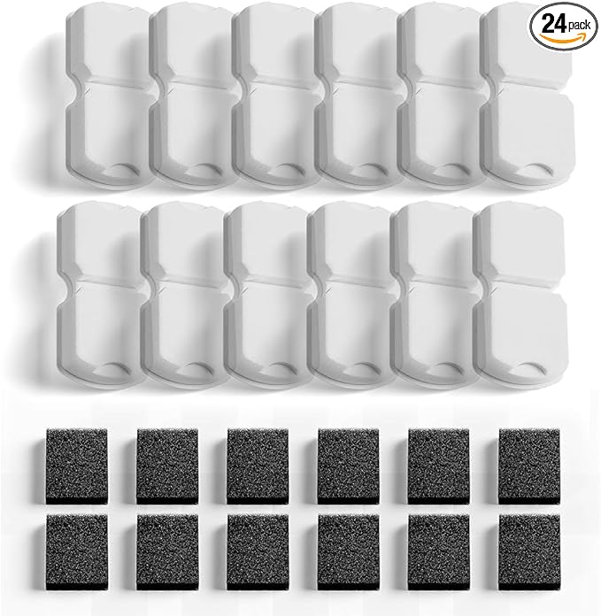 GIOTOHUN Cat Water Fountain Filter: 24 Cat Fountain Filter Replacement - 24 Pet Fountain Filter - 12 Carbon Filters & 12 Foam Filters - Suitable for GIOTOHUN Stainless Steel Cat Fountain S11
