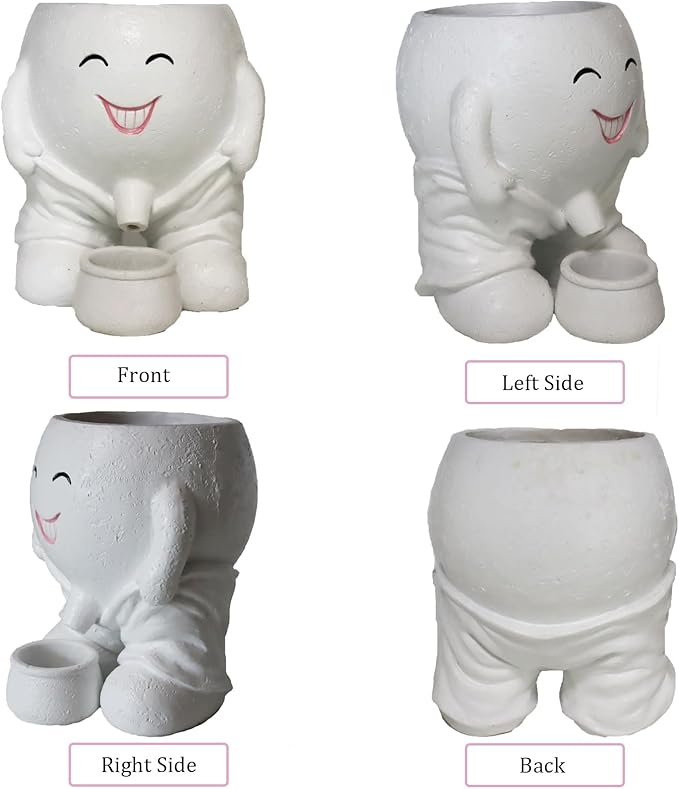 Dolkgy Head Planters Face Vase Succulent Pots for Indoor Outdoor Décor, Unique Plant Pot Fun Live Plants Planter Cute Cactus Pots, Gifts for Plant Lovers