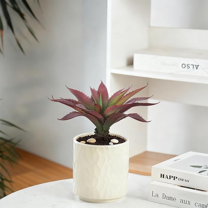 Artificial Aloe Vera Plant, 11Inch Realistic Large Fake Succulents for Indoor Outdoor Home Decor, Red
