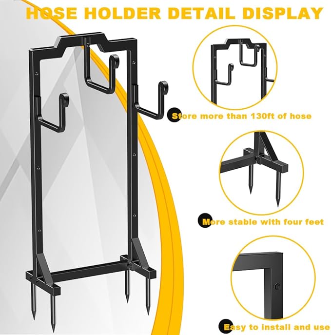 Skycarper Garden Hose Reel Holder Water Hose Hanger Organizer Stand,Black