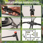 233FT Drip Irrigation System for Garden Kit with 1/2 Inch and 1/4 Inch Tubing Automatic Irrigation Equipment Locked Fittings Micro Drip 360 Degree Fan Sprayer Watering Kit for Greenhouse