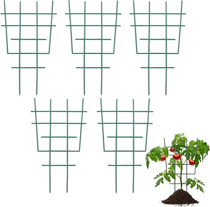 12inch Small Plant Trellis for Climbing Plants Indoor, 5Pcs Plastic Stackable Mini Garden Lattice for Potted Vines, Hoya, Pothos, Plastic Superimposed Support Stakes for Flower Vegetable (Green)