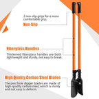 Nohovu Post Hole Digger, Heavy Duty with Fiberglass Handle, Carbon Steel Blades, 58 Inches, Orange & Black