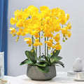 Decor Artificial Flowers with Vase Artificial Orchid with Vase Fake Flower Phalaenopsis Faux Plants for Home Decor Living Room Decoration 60cm Faux Flowers Arrangements Ornaments,Yellow