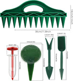 Drawpro 12-Hole Digger Seed Spreader,7 Piece Sowing Seeds Dispenser Set,Mini Seed Dispenser for Small Seeds, Handheld Seed Planter Tool Seed Dibber Multifunctional Spacer Gardening Tools (Green)