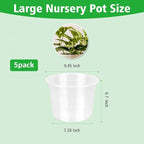 10 Inch Large Clear Nursery Pots with Drainage, 5 Pack Plastic Pots for Plants, Ideal Seedling Pots and Plant Pots for Vegetables, Orchids, Aloe, Indoor Outdoor Use (10 inch-5 Pack)