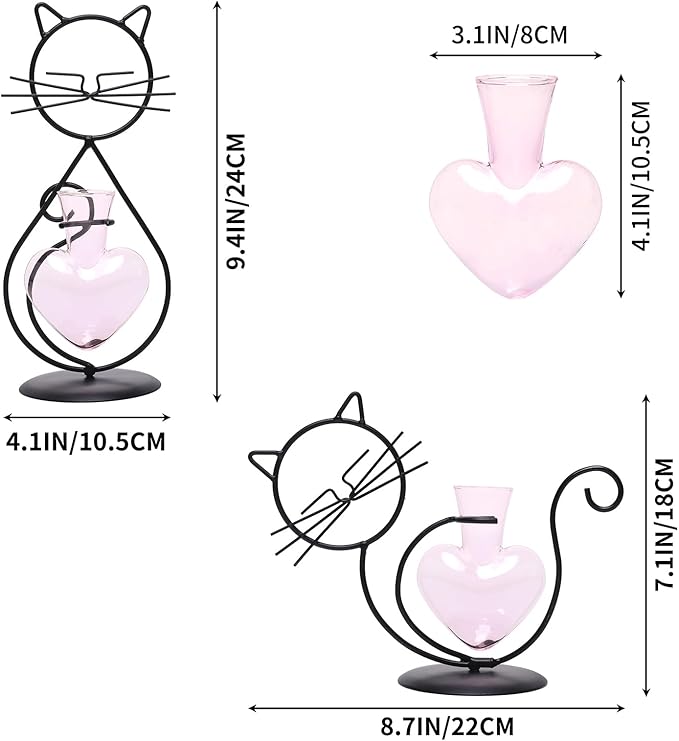 Plant Terrarium Plants Propagation Station Cat Lover Gifts for Women Home Office Decor Cat Desk Accessories