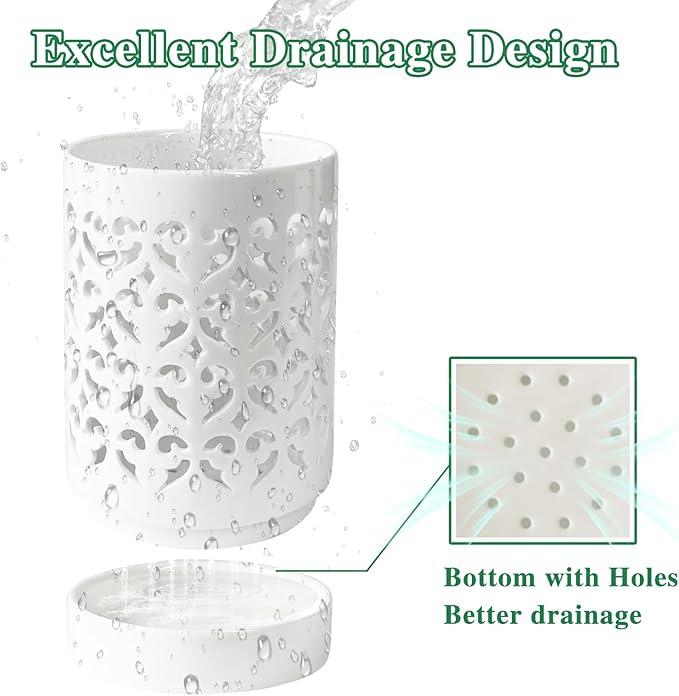 Orchid Pots with Holes 4 Inch, Ceramic Orchid Pot for Repotting with Saucers,More Ventilation Hole Easy Breathing, Plant Pot for Repotting Orchids and Other Flowers - Indoor/Outdoor