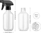 Plastic Spray Bottles Clear and Brown Refillable Container Empty Spray Bottle 10oz/300ml Adjustable Head Sprayer and Stream for Cleaning Products, Plants, Pet, Hair