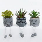 Set of 3 Artificial Succulents Potted Plants Faux Succulents Desk Decoration Fake Mini Plants in Grey Pots Faux Plants Kitchen Shelf Desk Decor Small Bathroom Decor for Shelves