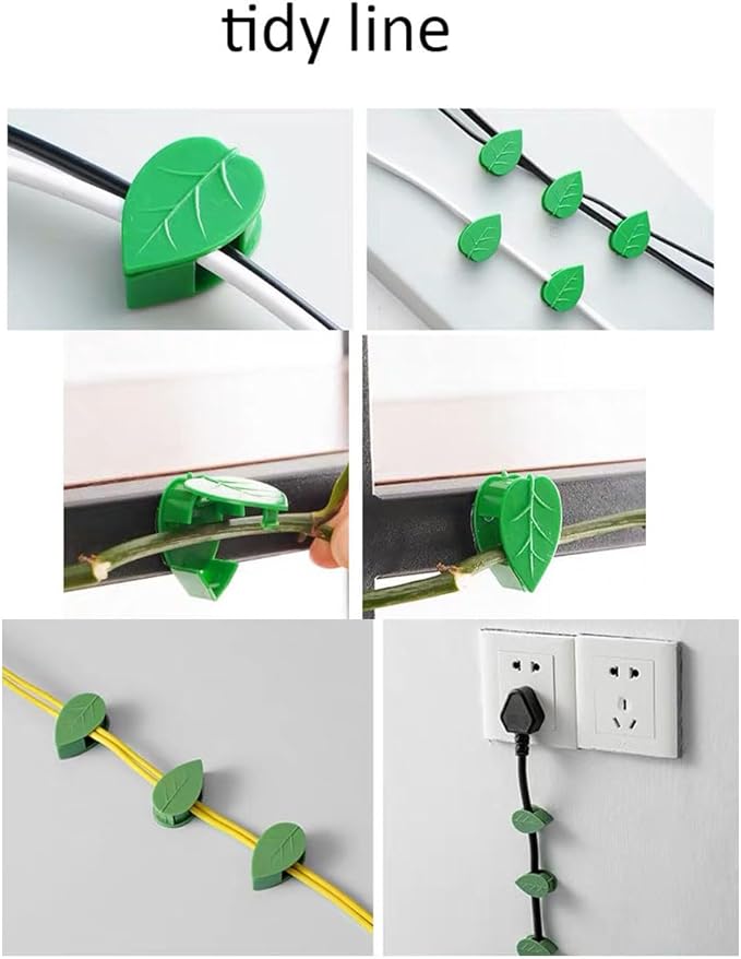 60PCS Plant Climbing Wall Fixture Clips Self-Adhesive Plant Fixer Invisible Leaf Shaped Wall Vines Fixing Clips Hook Plant Vine Traction for Home Decoration and Cable Wire Fixing