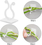 100pcs Wall Plant Clips for Climbing Plants Self Adhesive Clips Plant Hooks for Wall Fixture Clips Plastic Clips Cable Plant Holder Green&White (100, White)