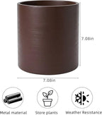 Metal Plant Pot with Drainage Hole,Mid Century Modern 7 inch Round Pot Indoor Outdoor Planters Gift for Decorative Pots of Tabletop Living Room Bedroom Coffee