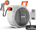 VEVOR Retractable Garden Hose Reel, 1/2 Inch x 65 ft Wall Mounted, Heavy Duty Garden Hose Reel with 9 Patterns Nozzle, Any Length Lock, Upgraded Slow Return System and 180°Swivel Bracket