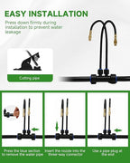 66FT Drip Irrigation System with Timer, Automatic Watering System Kit with Solid Brass Metal Connectors, 360° Dual‑Outlet Adjustable Nozzles for Garden, Yard, Lawn, Greenhouse & Potted Plants