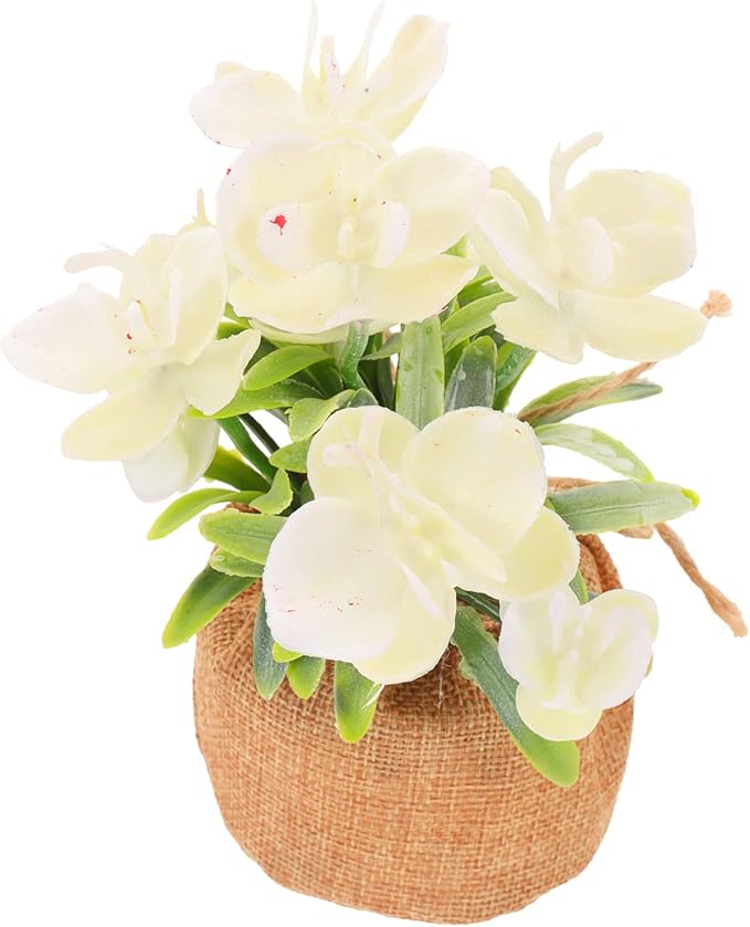 Zerodeko Realistic Faux Phalaenopsis Orchid with Pot Simulation Potted Flower for Living Office Bedroom Decor Creative Artificial Bonsai Home and Festival
